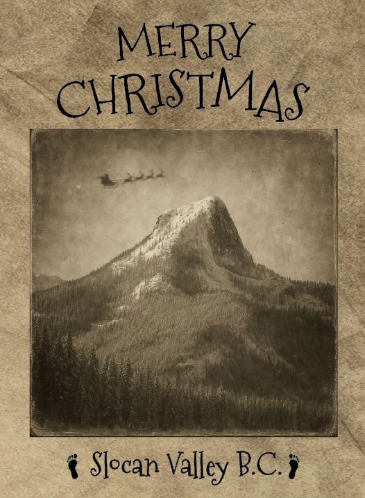 Merry Christmas Card – Santa Over Frog Peak (Slocan Valley, BC)