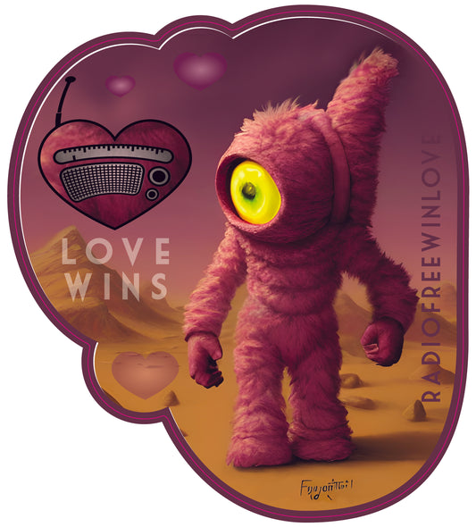 Pink Love Wins Alien Sticker